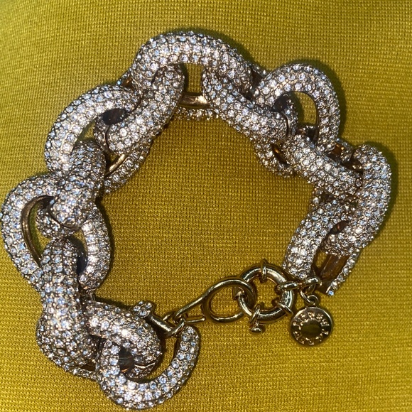 RARE J. CREW PAVE LINK BRACELET SWAROVSKI CHUNKY PREPPY RHINESTONE - Picture 7 of 15
